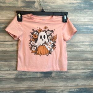 Halloween tee 2Y-3Y ghost and flowers